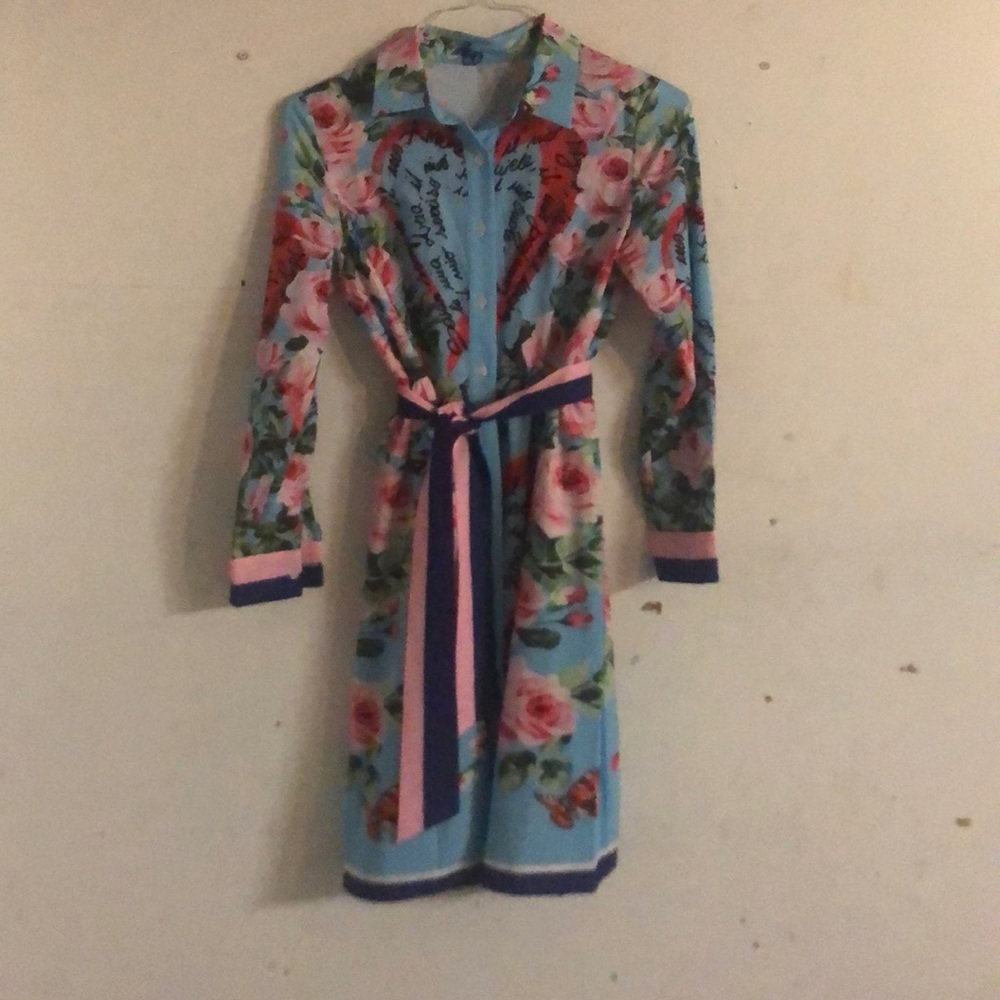 Flower French love Button up Sun dress